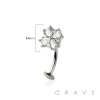 MULTI CZ FLOWER TOP 316L SURGICAL STEEL THREADLESS FLOATING BELLY BUTTON RING 